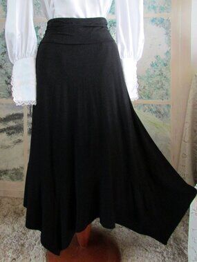 BLACK DJT SKIRT, ASYMMETRICAL HEM, PULL-ON COMFY STRETCH, XL, THEATER COSTUME